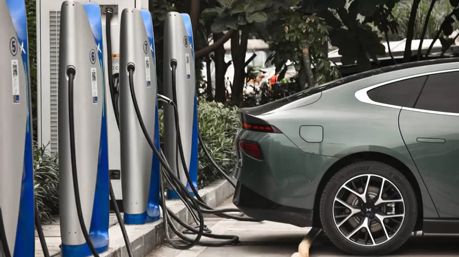 New energy electric vehicles being fast charged